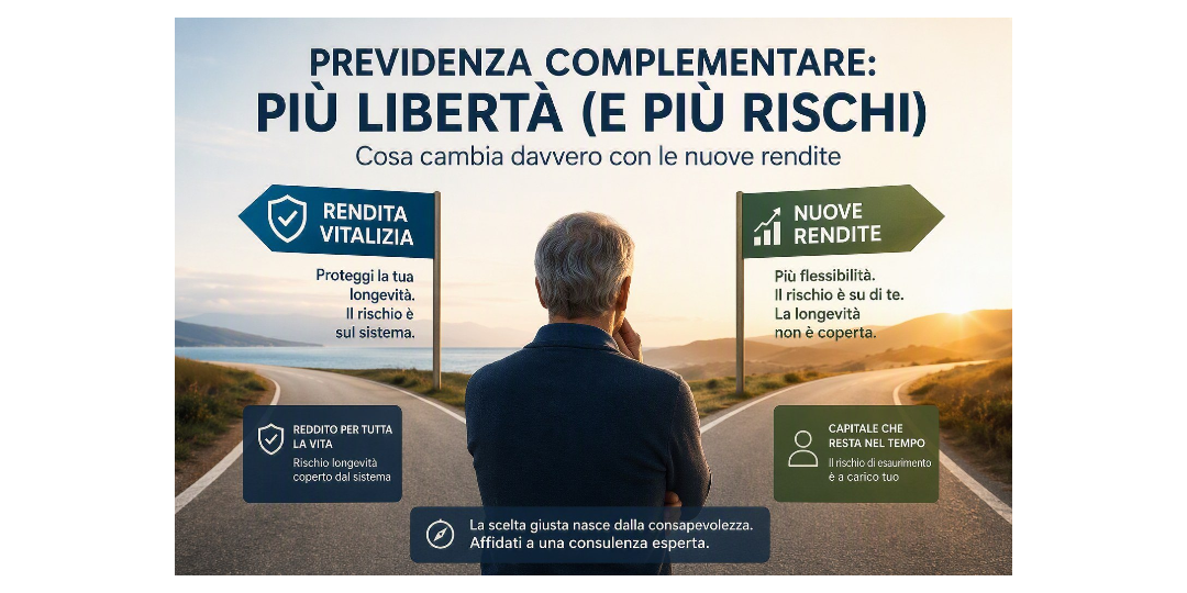 Copertina Previdenza complementare: più libertà (e più rischi).
Cosa cambia davvero con le nuove rendite.